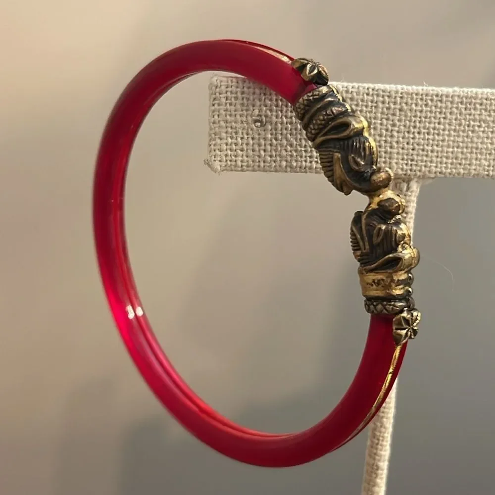 Gajmukhi Elephant Face Design Bangle Bracelet Lucite/Acrylic Tortoise Shell